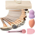 Makeup Brush Set, NEVSETPO 28PCS Make Up Brushes For Women Include 24 Makeup Brushes 2 Sponges, 1 Dual End Mask Spatula, 1 Brush Egg Cleaner, 1