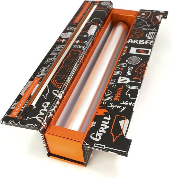 ChicWrap BBQ Tools Refillable Foil Dispenser - One 12"x 30' Roll of Professional Grade Aluminum Foil - Reusable Dispenser w/Slide Cutter - Kosher