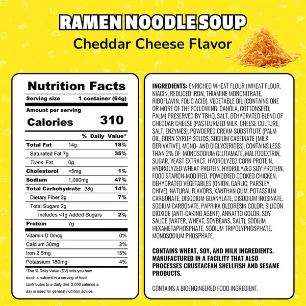 Maruchan Instant Lunch Ramen Noodles, Cheddar Cheese Flavor – Japanese-Style Instant Noodle Soup, Easy Meal Ready in 3 Minutes – 2.25 Oz. (12 Pack)