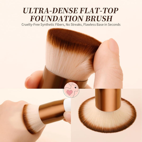 DUcare Foundation Brush,Flat Top Kabuki Brush Synthetic Professional Makeup Brush Liquid Blending Mineral Powder Buffing Stippling Makeup Tools,