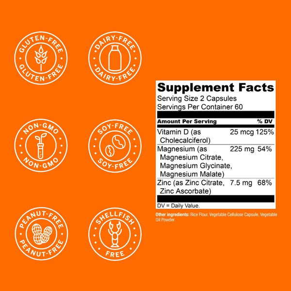 Live Conscious Magwell Magnesium Zinc & Vitamin D3 - Magnesium Glycinate, Malate, & Citrate - Triple Supplement for Women & Men - for Sleep, Bone,