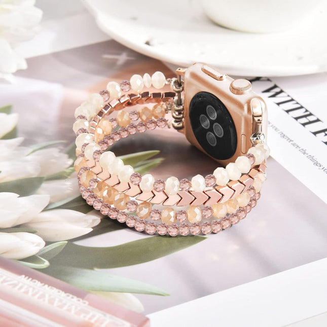 MOFREE Beaded Bracelet Compatible with Apple Watch Band 38Mm/40Mm/41Mm/42Mmï¼Series 10ï¼ 9/8/7/SE/6/5/4/3/2/1 Women Fa