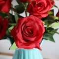 Hawesome 12PCS Artificial Silk Flowers Realistic Roses Bouquet Long Stem for Home Wedding Decoration Party (Red, 6 Flowers 6 Buds) Red 6 Flowers 6