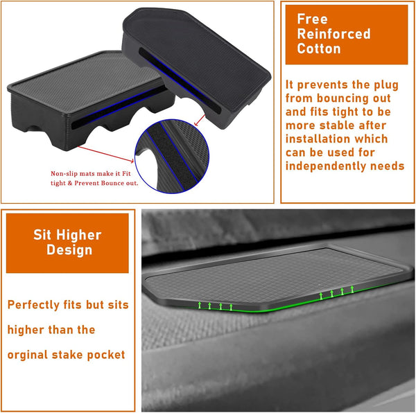 Bed Rail Stake Pocket Covers for GMC Sierra 1500/Chevy Silverado 1500 2019-2024 & Silverado/Sierra 2500/3500HD 2020 2021 2022 2023 2024 2025 Rear