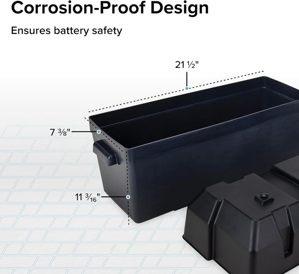 Camco Double Battery Box - Safely Stores RV, Automotive, and Marine Batteries - Features a Heavy-Duty Corrosion-Resilient Polymer Construction and