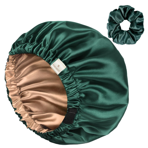 YANIBEST Adjustable Satin Bonnet to Reduce Frizz, Silk Feeling Hair Wrap One Size Green