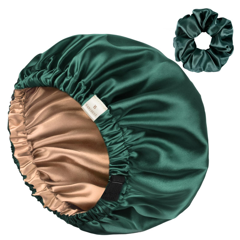 YANIBEST Adjustable Satin Bonnet to Reduce Frizz, Silk Feeling Hair Wrap One Size Green