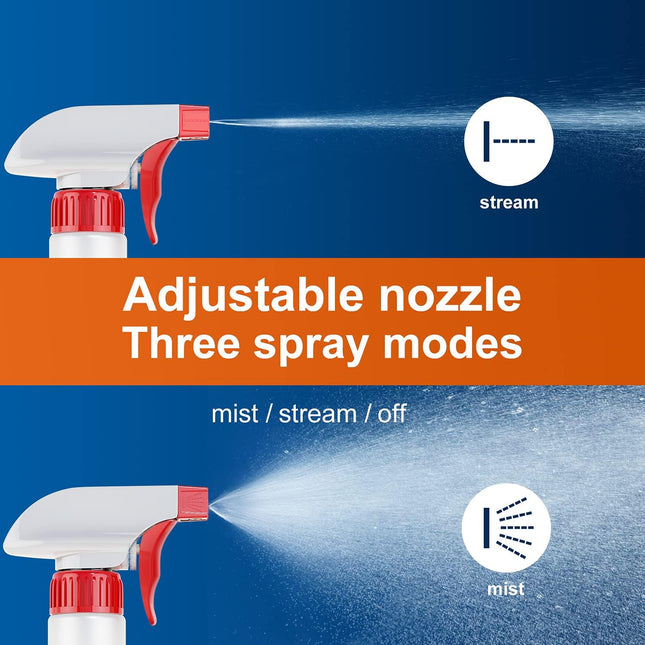 Veco Spray Bottle (5 Pack,24 Oz) with Measurements and Adjustable Nozzle(Mist & Stream Mode), HDPE Plastic Spray Bottles