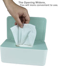 Diaper Wipes Dispenser, Tissue Storage Box Case, Wet Wipe Dispenser Holder with Lid for Home, Office, Cars (Green) Green Lid, White Box