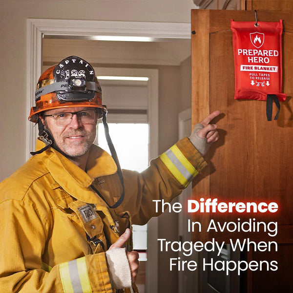Prepared Hero Emergency Fire Blanket - 4 Pack - Fire Suppression for Kitchen, 39” x 39” Fiberglass Fire Blanket for Home 4-pack Red