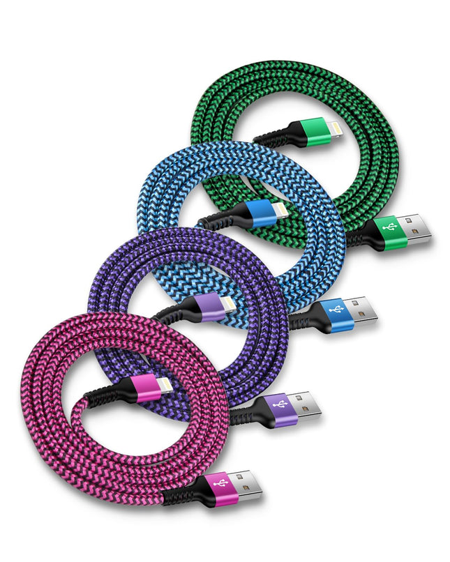 USB a to Lightning Cord, 4Pack/3Ft Nylon Braided Iphone Charger Cable, Apple Approved Fast Charging Power Wire for Iphon