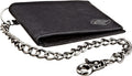 Dickies Men's RFID Everyday Leather Bifold Chain Wallet Black One Size Pebbled Black