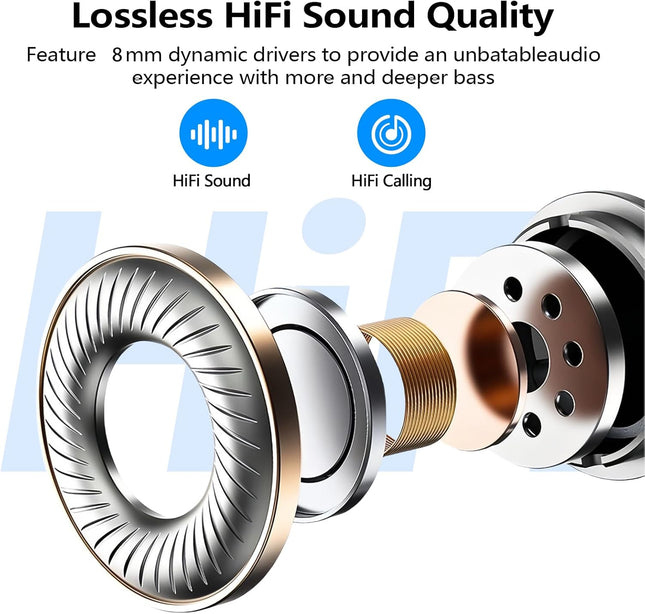 Kurdene Wireless Earbuds Bluetooth 5.3 in Ear Buds Light Weight Headphones,Deep Bass Sound,Built in Mics Headset,Clear C