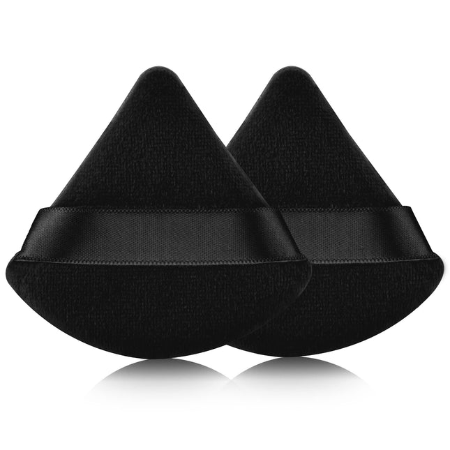 2 Pcs EVAOUXIU Triangle Powder Puff for Face Powder, Soft Plush Setting Powder Puff, Velour Cosmetic Foundation Blender 