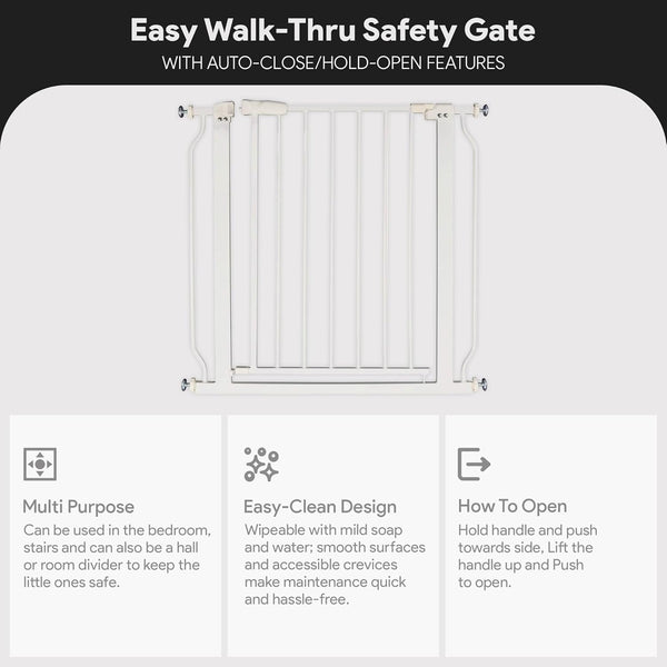 BalanceFrom Easy Walk-Thru Safety Gate for Doorways and Stairways with Auto-Close/Hold-Open Features, 30-Inch Tall, Fits 29.1-33.8 Inch Openings,