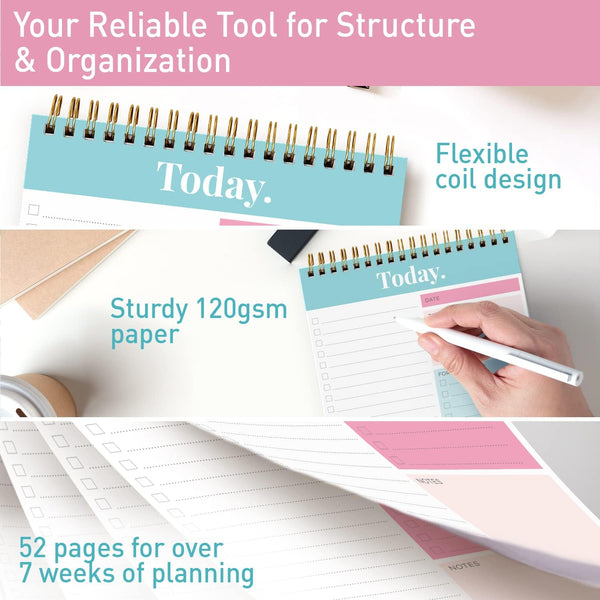 Sweetzer&Orange Daily & Weekly To Do List Notepad, 52 pages, Teal
