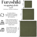 The Useless Brand Furoshiki Wrapping Cloth | Reusable Cotton Fabric Gift Wrap Paper | Pack of 3 (50x50cm, 70x70cm, 90x90cm) (Army Green)