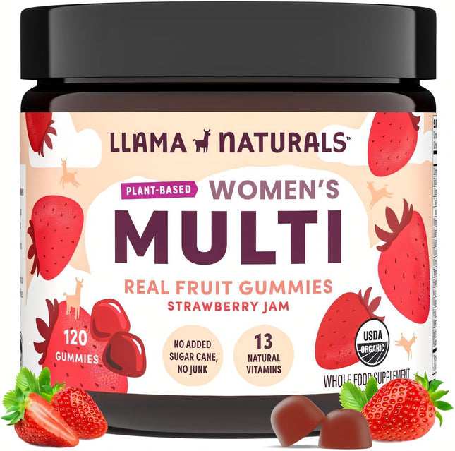 Llama Naturals Multivitamin for Women, Vegan, Organic Gummies with Vitamin D, C 