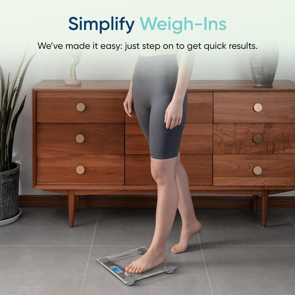 Etekcity Digital Body Weight Bathroom Scale, Large Blue LCD Backlight Display, High Precision Measurements,6mm Tempered Glass, 400 Pounds Silver