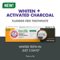 ARM & HAMMER Essentials Fluoride-Free Toothpaste, Whitening + Activated Charcoal Toothpaste, 4 Pack of 4.3oz Tubes, Clean Mint, 100% Natural