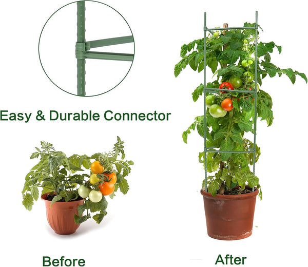 30PCS Stake Arms for Tomato Cage?Expandable Trellis Connectors-11.8" with 2 Buckles for Tomato Cage Attach 11Mm Diameter Plant Stakes