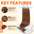 Full Shine 14 Inch Weft Hair Extensions 100G Copper Brown Remy Human Hair | Machine Tied Weft, Sew In Hair Extensions, Copper Brown Shade,