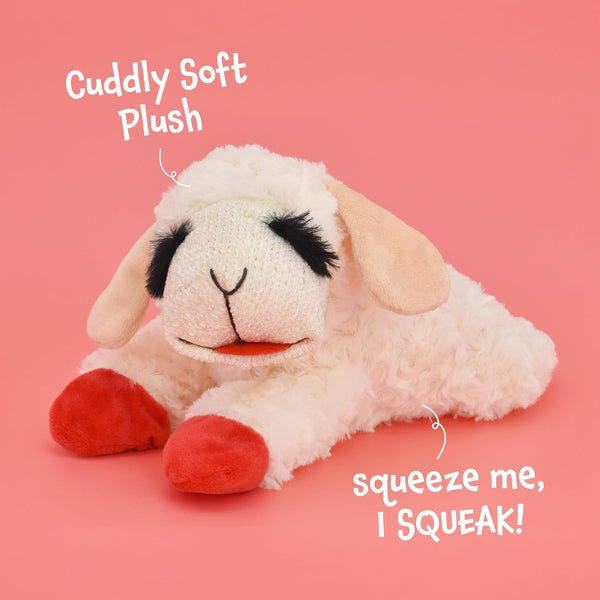 Multipet Lamb Chop Dog Plush Toy - Squeaky Toy for Small & Medium Dogs - Extra Soft Plush - Stuffed Animal for Cuddling & Playing (10", Cream, 5