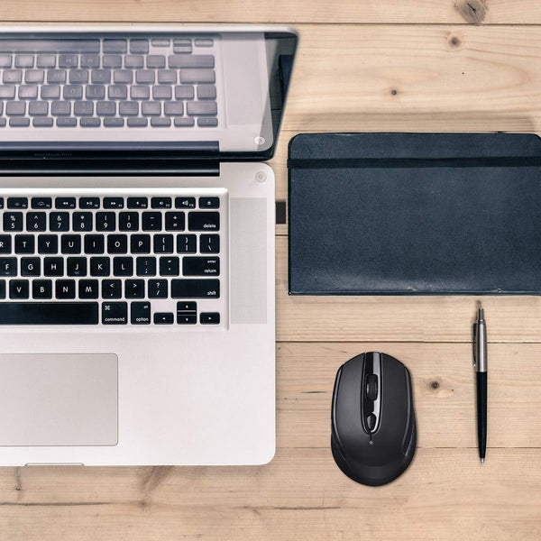 Cimetech Wireless Ergonomic Optical Mouse, 6 Buttons, Silent with USB Receiver and 3 Adjustable DPI for Laptop, Desktop, Mac, PC - Black