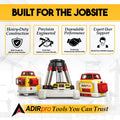 AdirPro 9 ft Aluminum Telescoping Grade Rod | Dual-Sided 5-Section Leveling Rod with 8th Foot Graduations & Locking Clamps | Bubble Level &