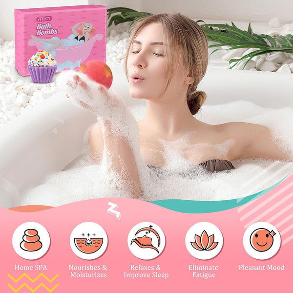 Bath Bombs for Girls Kids & Women, 8Pcs Organic Bath Bombs, Bubble Bath Self Care Valentines Birthday Christmas Gifts for Kids Girls, Mothers Day