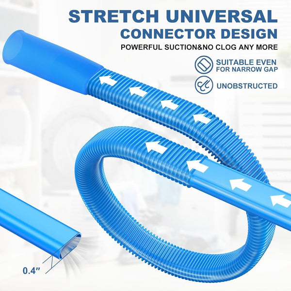 PetOde Dryer Vent Cleaner Kit, Flexible Dryer Lint Vacuum Attachment Compatible with Most Vacuum Cleaner, Blue 31.5 Inch Blue