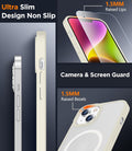 SPIDERCASE Designed for Iphone 13/14 Case, Magnetic Translucent with 2PCS Tempered Glass Screen Protector Anti-Fingerprint Anti-Scratch Phone