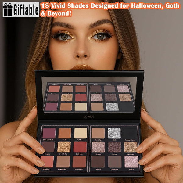 Prism Makeup Matte Eyeshadow Palette Pro 18 Colors Pigmented Shimmer Glitter Eye Shadow Palette, Long Lasting Waterproof Smokey Powder Cosmetics