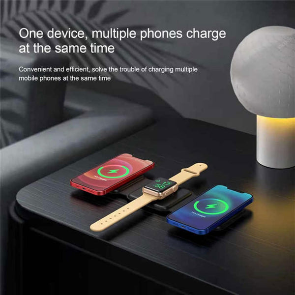 Charging Station is Compatible with Apple Multiple Devices - 3 in 1 Foldable Magnetic Wireless Charger Dock-Travel Charging Pad for iPhone 16 15