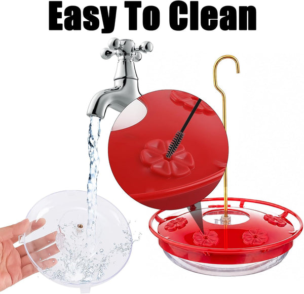 FEED GARDEN Hummingbird Feeders for Outdoors, 2 Pack 16oz Leak-Proof Dish-Style Nectar Feeder Built-in Ant Moat, 5 Feeding Ports, Wide Mouth Easy