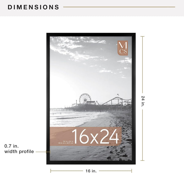 MCS Foundation 16x24 Poster Frame Traditional Black, Vertical & Horizontal Wall Hanging Large Picture Frame for Photos, Posters & Art Prints
