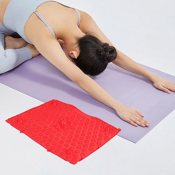 Reflexology Foot Massage Pad - Acupressure Mat for Blood Circulation, Stress Reliefs, and Foot Health, Home Therapy Massaging Plate (Red)