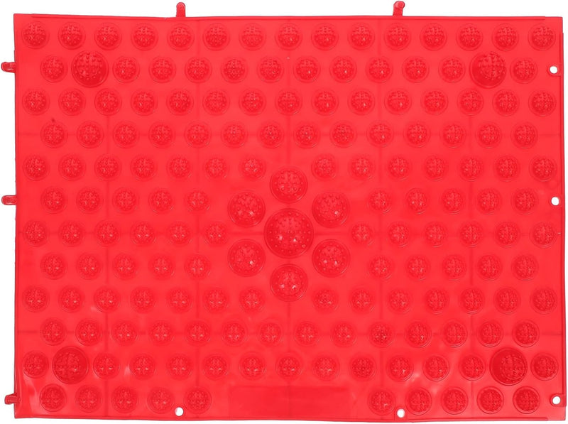 Reflexology Foot Massage Pad - Acupressure Mat for Blood Circulation, Stress Reliefs, and Foot Health, Home Therapy Massaging Plate (Red)