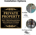 ZHGSERVU No Trespassing Signs Private Property No Soliciting Warning Sign 12” x 12” Heavy 0.40 Aluminum Rust Free Safety Sign Protect Your