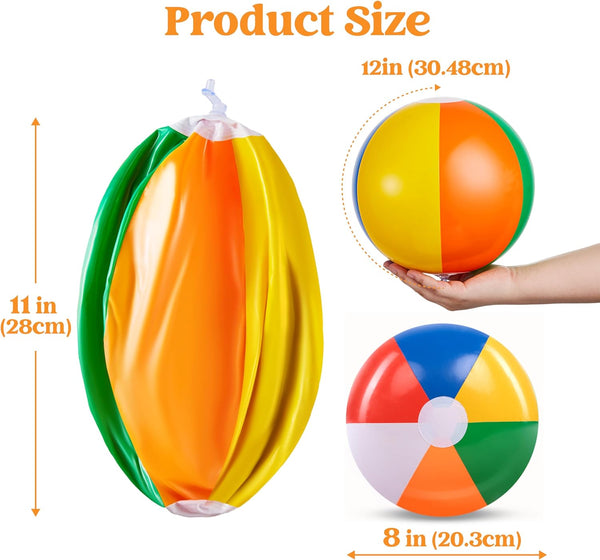 JOYIN Rainbow Beach Balls(12 Pack), 12'' Inflatable Swimming Pool Toys for Summer Water Games Kids Birthday Party Supplies Combo Set Include