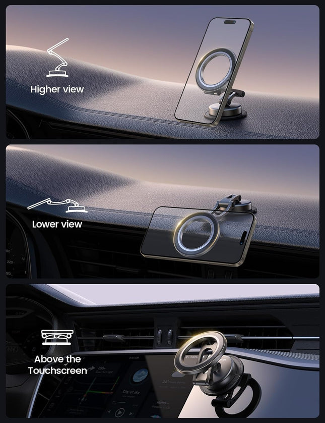 Lamicall for Magsafe Car Mount [All-Metal] Magnetic Phone Holder for Your Car, [Flexible Three-Axis] Cell Phone Car Moun
