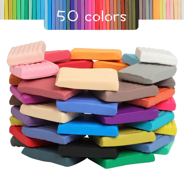 Aestd-ST Polymer Clay Kit 50 Colors, Oven Bake Modeling Clay for Kids | DIY Starter Kit, 20 Sculpting Tools & Accessory, Easy to Shape,
