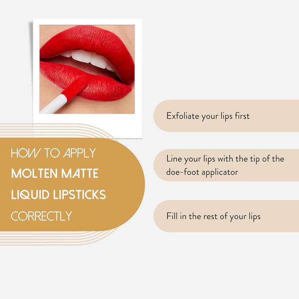 Molten Matte Liquid Lipstick - Long-Lasting, Hydrating, Matte Finish with Moisturizing Vitamin E - Waterproof, Kiss-Proof, Cruelty-Free - 12-Hour