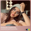 FONHCOO Blue Light Blocking Glasses Women Men TR90 Fashion Frame Computer Blue Light Glasses Crystal Brown