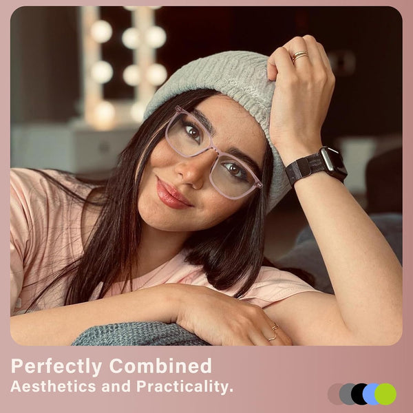 FONHCOO Blue Light Blocking Glasses Women Men TR90 Fashion Frame Computer Blue Light Glasses Crystal Brown