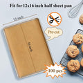 DISSKNIC 100PCS Unbleached Parchment Paper 12 x 16, Precut for Baking, Half Sheet for Cookie Sheets, Kitchen Gadgets and Supplies for Oven