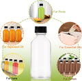 8 Pack, 2 Oz Small Clear Glass Bottles with Lid and Funnels - 60Ml Boston Shot Bottles with Caps, Immunity, Potion, Wellness, Sample, Ginger,