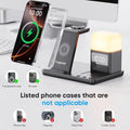 6 in 1 Wireless Charging Station with Clock & Night Light，Alarm Clocks for Bedrooms,Wireless Charger Stand with Beside Clock for iPhone