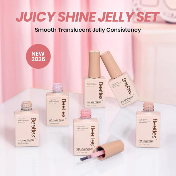 beetles Gel Polish Whispers of Love Jelly Gel Nail Polish Set - 6 Colors Milky White Nude Pink Neutral Sheer Translucent Soak Off UV Gel Nail Kit,