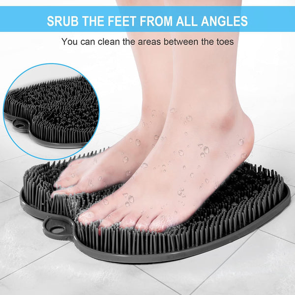 BESKAR Larger Shower Foot Scrubber Mat with Non-Slip Suction Cups- Cleans, Smooths, Exfoliates & Massages your Feet Without Bending, Improve Foot